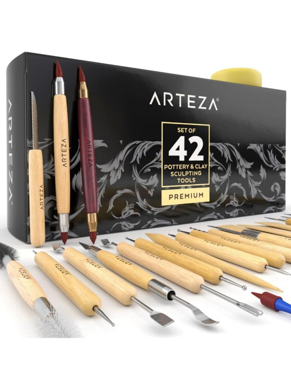 42-Piece Pottery & Sculpting Tool Set for Clay, Polymer Clay & Craft Projects